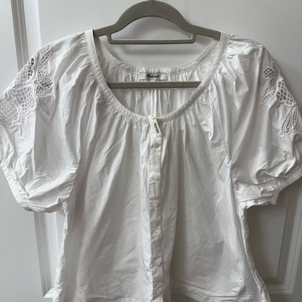Madewell Embroidered Puff Sleeve Top